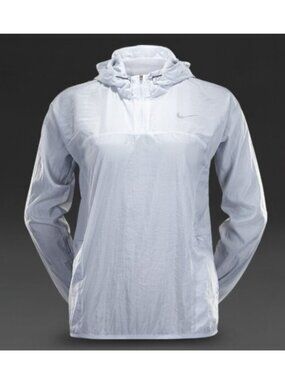 NIKE Transparent Running Jacket 1/4 zip w/hood  Women's Small packable Gorpcore